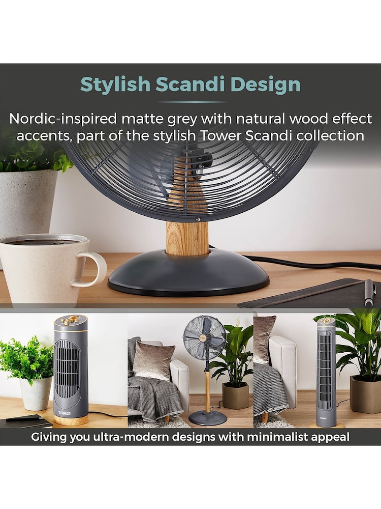 Tower Grey Scandi 12" Metal Desk Fan - Image 8 of 8