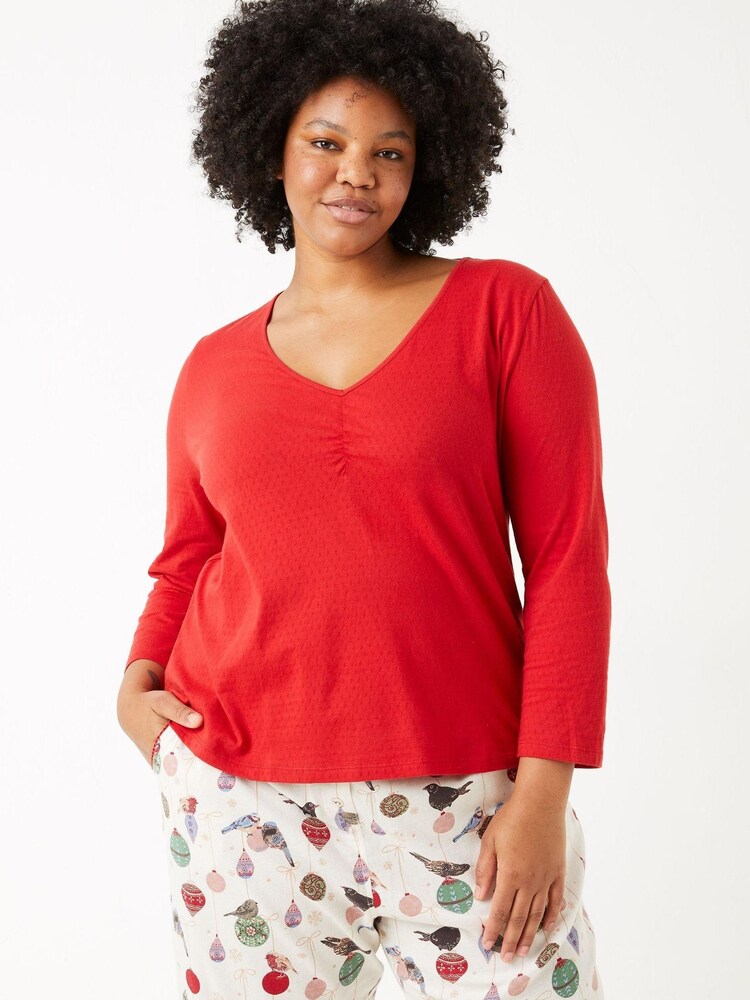 FatFace Red Iris Pointelle Top - Image 1 of 1