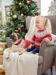 JoJo Maman Bébé Red Knitted Christmas Reindeer Fairisle Pattern Jumper - Image 3 of 4