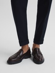 Reiss Bordeaux Cambridge Casual Leather Loafers - Image 2 of 6