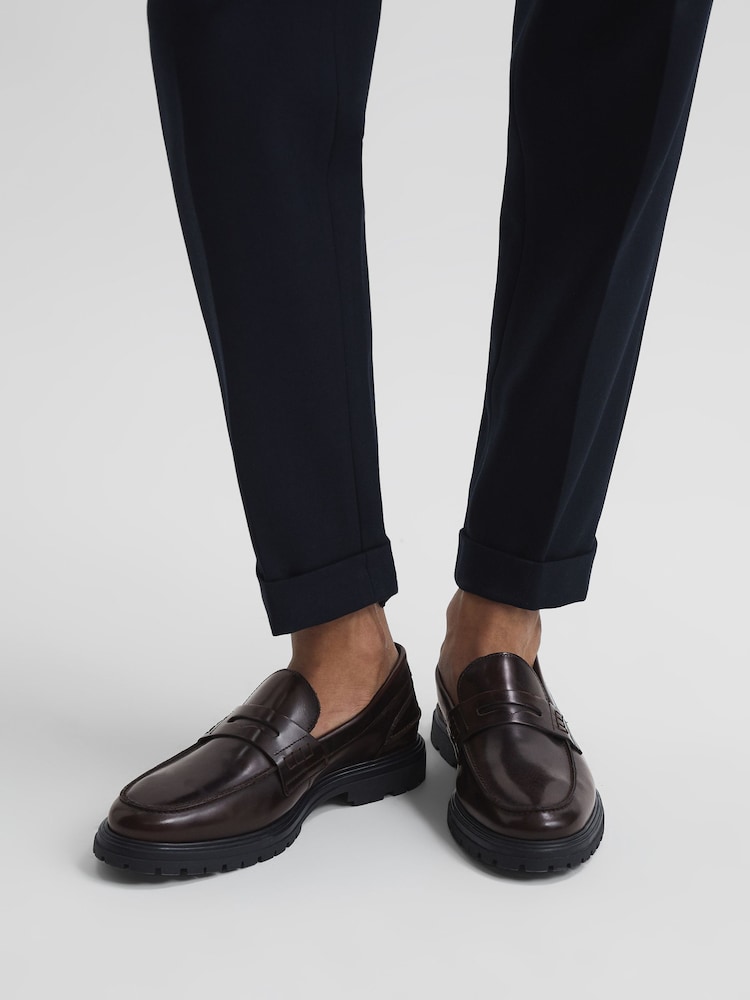 Reiss Bordeaux Cambridge Casual Leather Loafers - Image 2 of 6