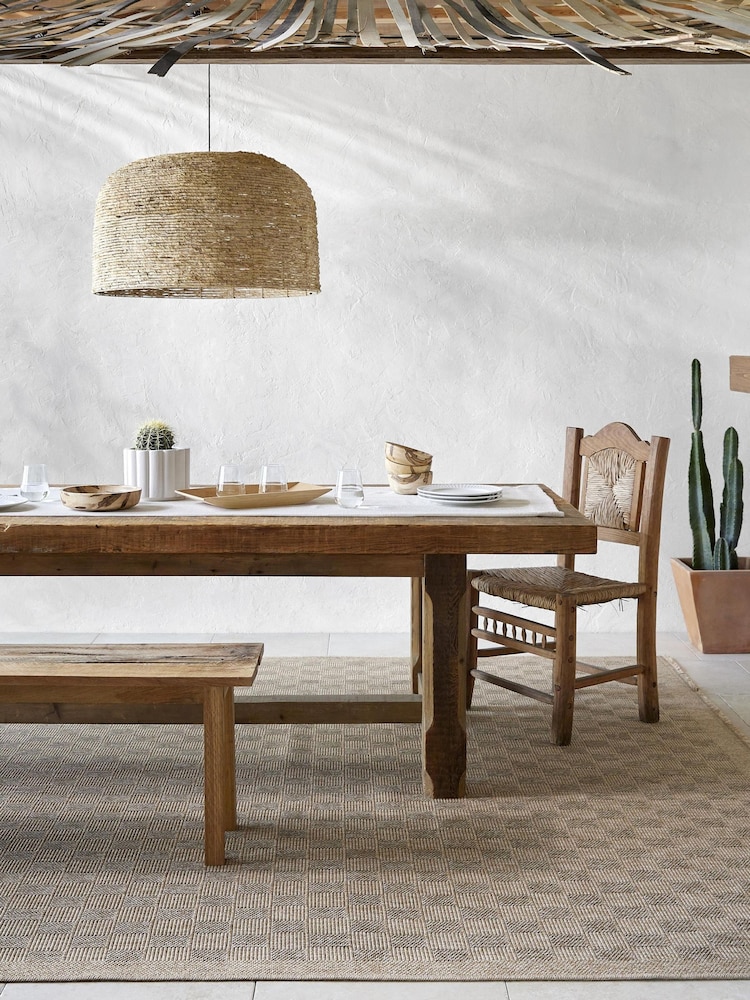 LIVABLISS Brown Indoor / Outdoor Mirage Cottage Checkboard Fringe Jute Look Runner - Image 1 of 7