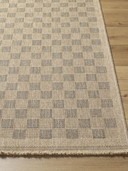 LIVABLISS Brown Indoor / Outdoor Mirage Cottage Checkboard Fringe Jute Look Runner - Image 2 of 7