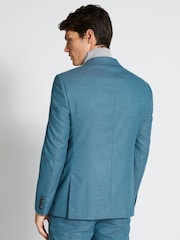 MOSS Teal Blue Slim Fit Flannel Suit Jacket - Image 2 of 5