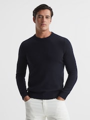 Reiss Navy Monarch Crew Neck 100% Cashmere Jumper - Image 1 of 7
