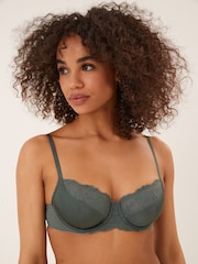 White Floral Print/Sage Green Non Pad Full Cup Bras 2 Pack - Image 4 of 11