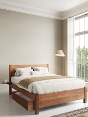 Get Laid Beds Oak Oxford Square Leg Solid Wood Bed Combo - Image 1 of 2