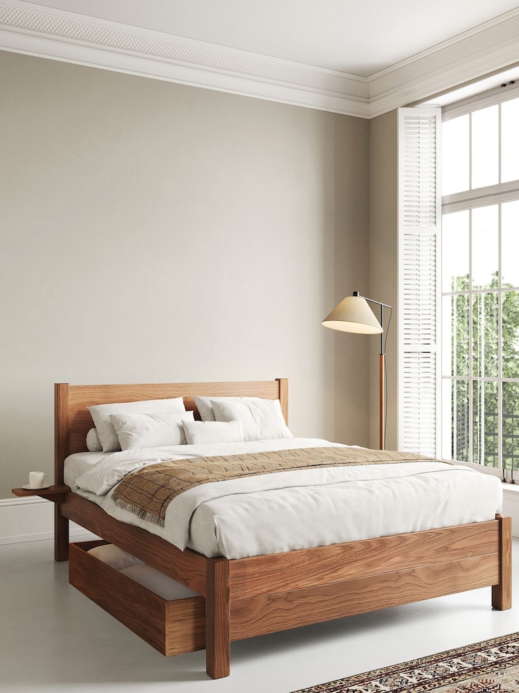 Get Laid Beds Oak Oxford Square Leg Solid Wood Bed Combo - Image 1 of 2