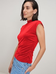 Red Sleeveless High Neck Top - Image 1 of 6
