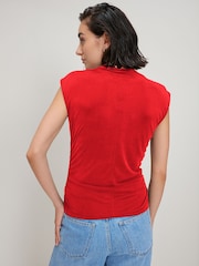 Red Sleeveless High Neck Top - Image 3 of 6