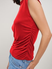 Red Sleeveless High Neck Top - Image 4 of 6
