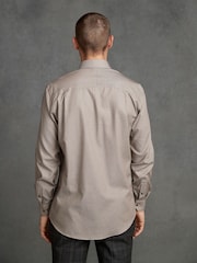 Neutral Brown Regular Fit Single Cuff Signature Textured Trimmed Formal Shirt - Image 3 of 8