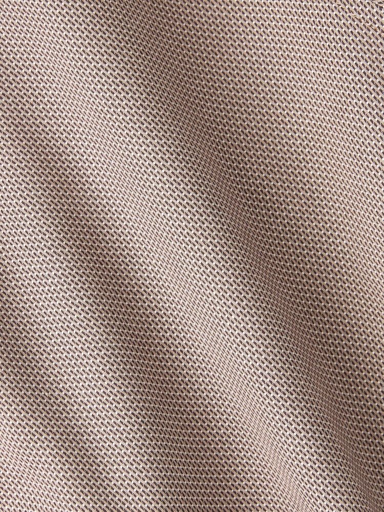 Neutral Brown Regular Fit Single Cuff Signature Textured Trimmed Formal Shirt - Image 8 of 8