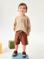 Tan Brown Long Sleeve Top and Shorts Set (3mths-7yrs) - Image 1 of 3