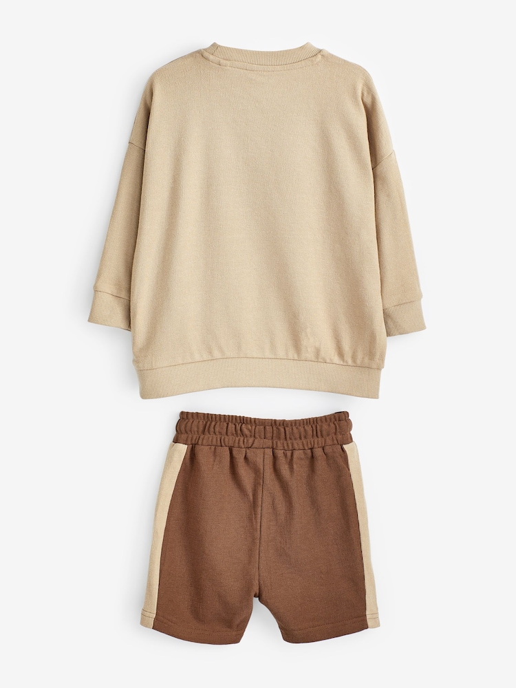 Tan Brown Long Sleeve Top and Shorts Set (3mths-7yrs) - Image 3 of 3 Tan Brown Long Sleeve Top and Shorts Set (3mths-7yrs) - Image 3 of 3