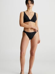 Calvin Klein Monogram Rib Triangle Black Bikini Top - Image 2 of 4