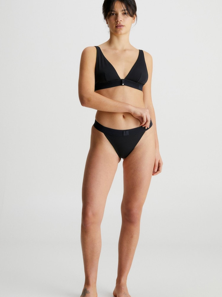 Calvin Klein Monogram Rib Triangle Black Bikini Top - Image 2 of 4