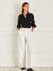 Ecru White Tailored Wide Leg Jeans - Image 1 of 6