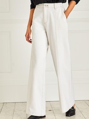 Ecru White Tailored Wide Leg Jeans - Image 2 of 6