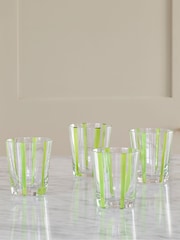 Jasper Conran London Green Set of 4 Short Tumbler Glasses - Image 1 of 5