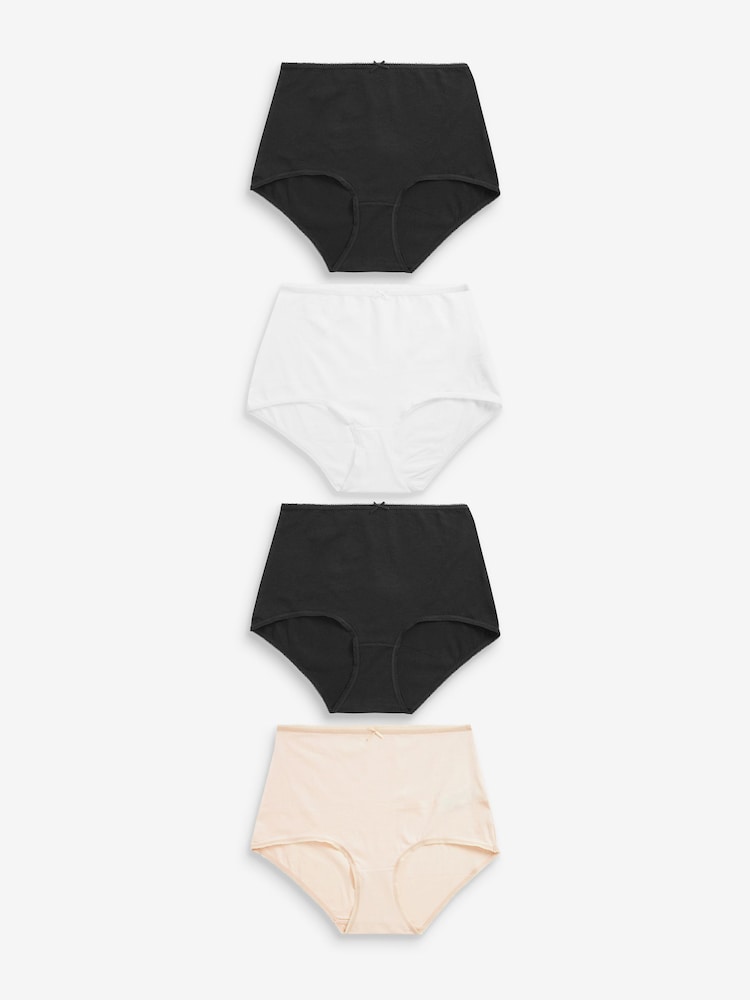 Black / Pastel Rose Nude / White Full Brief Cotton Rich Knickers 4 Pack - Image 1 of 7