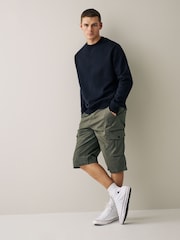 Khaki Green Long Length Belted Cargo Shorts - Image 2 of 9