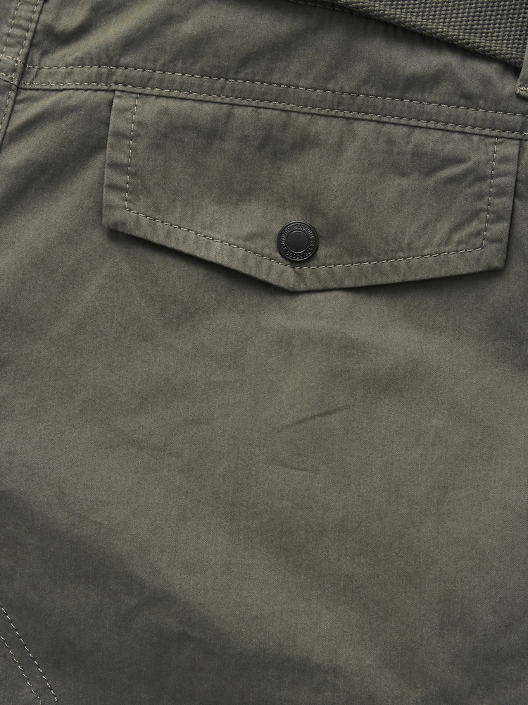 Khaki Green Long Length Belted Cargo Shorts - Image 9 of 9 Khaki Green Long Length Belted Cargo Shorts - Image 9 of 9