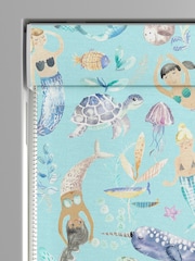 Voyage Aqua Blue Kids Mermaids Party Made To Measure Roman Blind - Image 3 of 6