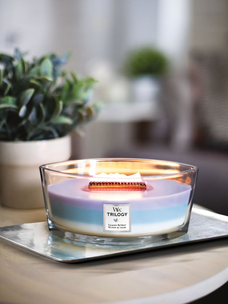 Woodwick Purple Ellipse Trilogy Calming Retreat Candle - Image 2 of 2