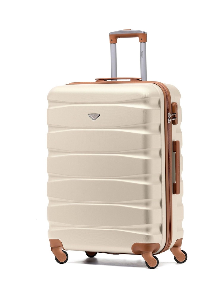 Flight Knight Cream Medium Hardcase Lightweight Check In Suitcase With 4 Wheels - Image 1 of 7