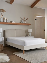 Tweedy Plain Light Natural Hove Upholstered Bed Frame - Image 2 of 7