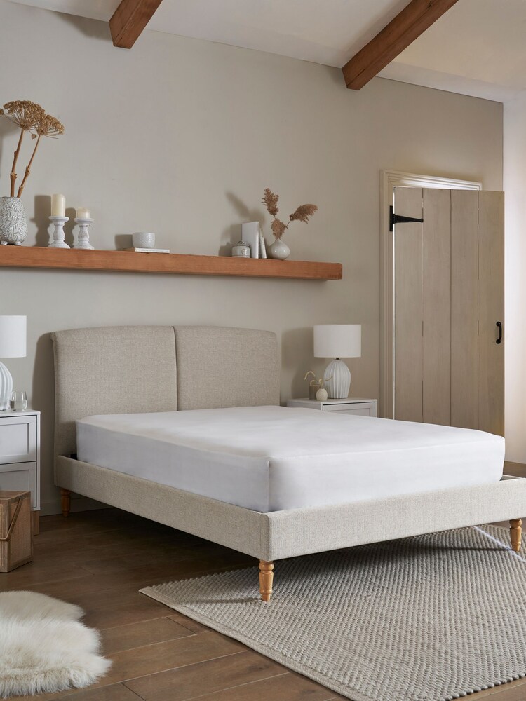 Tweedy Plain Light Natural Hove Upholstered Bed Frame - Image 2 of 7