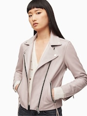 AllSaints Natural Dalby Biker Jacket - Image 1 of 5