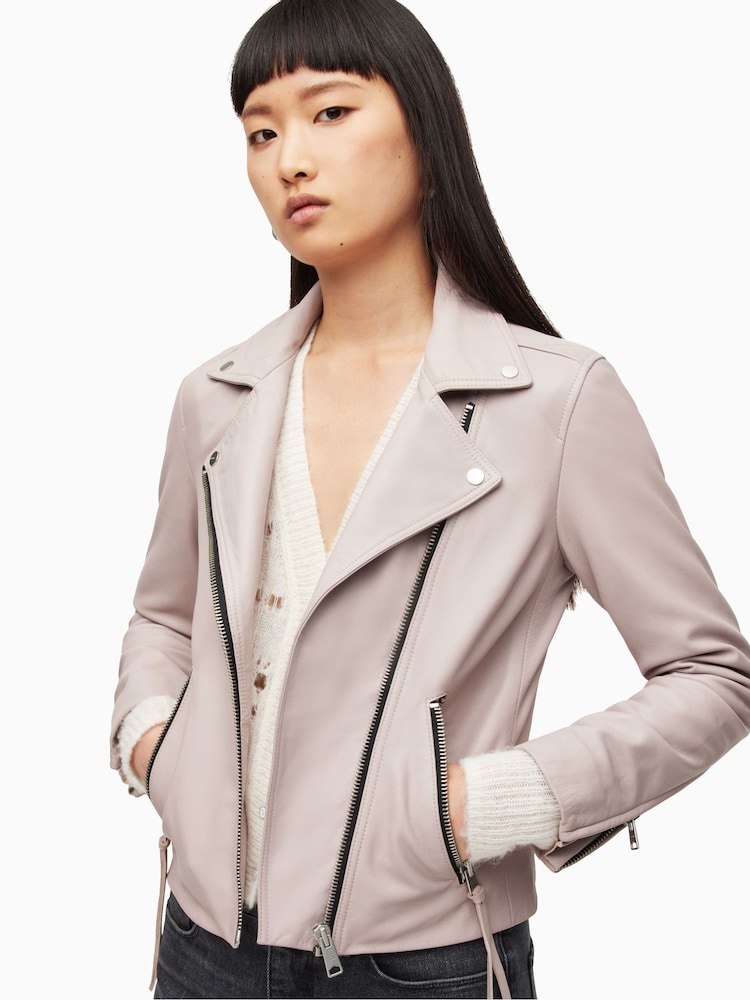 AllSaints Natural Dalby Biker Jacket - Image 1 of 5