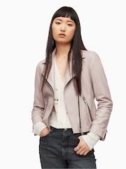 AllSaints Natural Dalby Biker Jacket - Image 3 of 5