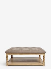 Tailored Linen Look Mocha Brown Buttoned Large Collection Luxe Lancaster Coffee Table Footstool - Image 2 of 7