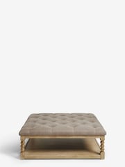 Tailored Linen Look Mocha Brown Buttoned Large Collection Luxe Lancaster Coffee Table Footstool - Image 4 of 7