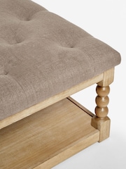 Tailored Linen Look Mocha Brown Buttoned Large Collection Luxe Lancaster Coffee Table Footstool - Image 5 of 7