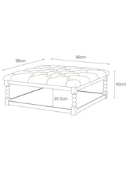 Tailored Linen Look Mocha Brown Buttoned Large Collection Luxe Lancaster Coffee Table Footstool - Image 7 of 7