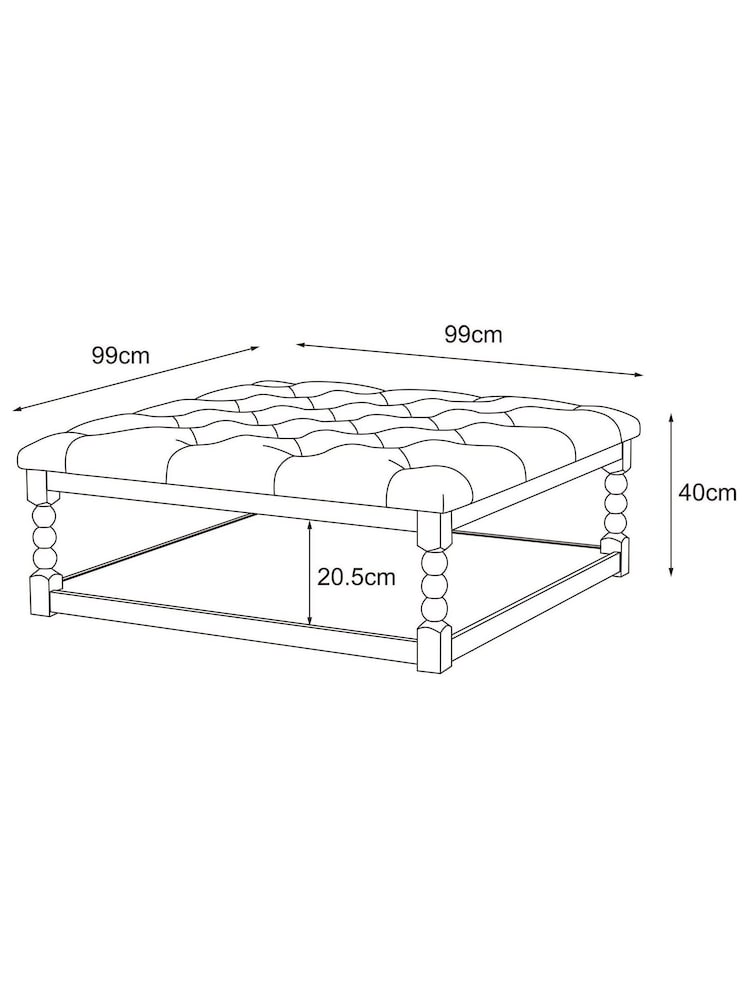 Tailored Linen Look Mocha Brown Buttoned Large Collection Luxe Lancaster Coffee Table Footstool - Image 7 of 7