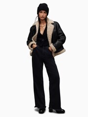 AllSaints Lorel Black Flying Jacket - Image 3 of 7