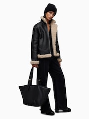 AllSaints Lorel Black Flying Jacket - Image 4 of 7
