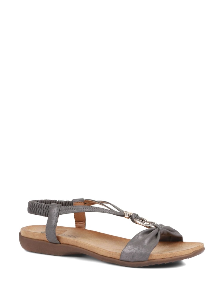 Pavers Pewter Flat Strappy Sandals - Image 3 of 6