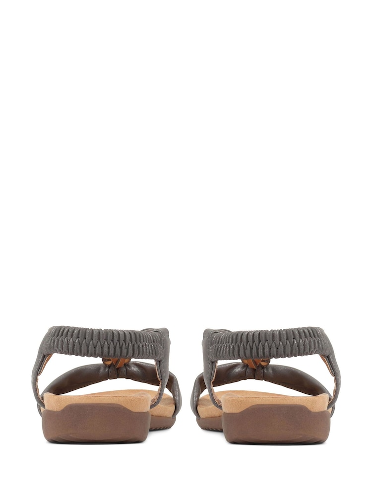 Pavers Pewter Flat Strappy Sandals - Image 4 of 6