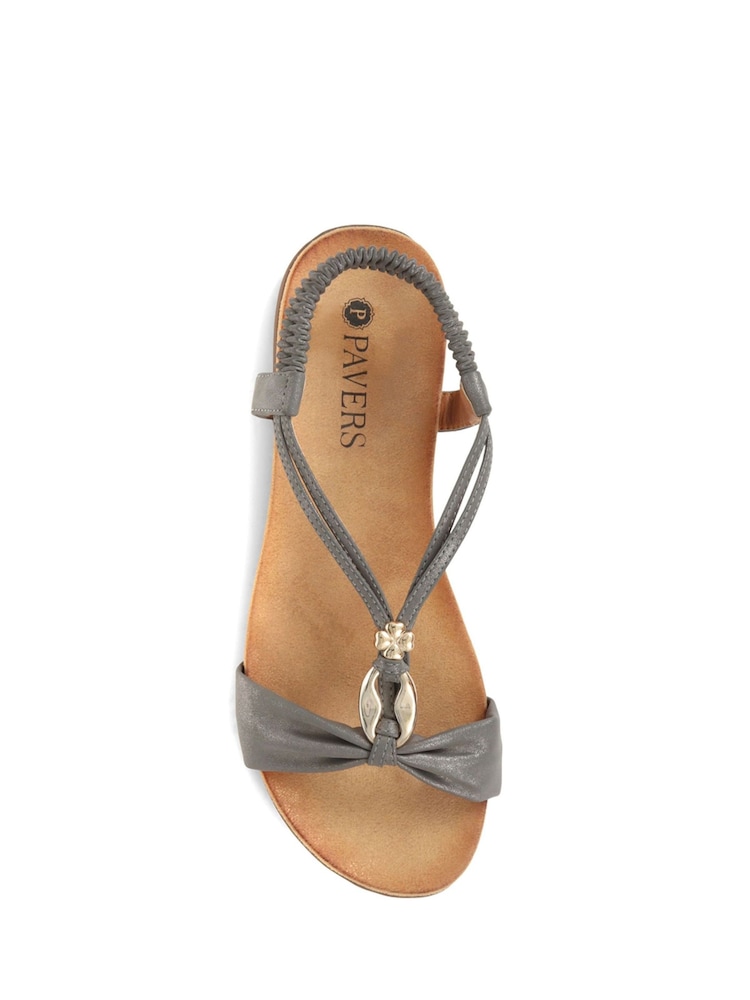 Pavers Pewter Flat Strappy Sandals - Image 5 of 6