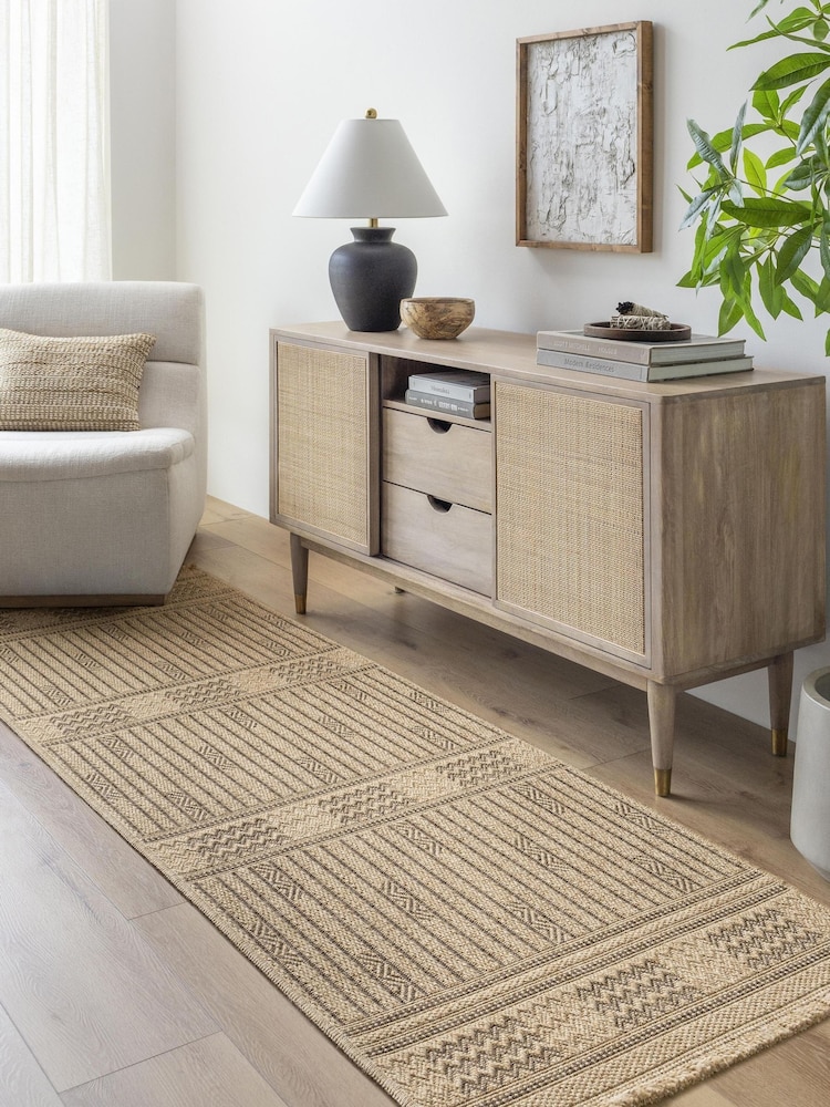 LIVABLISS Brown Indoor / Outdoor Mirage Cottage Fringe Jute Look Runner - Image 1 of 6