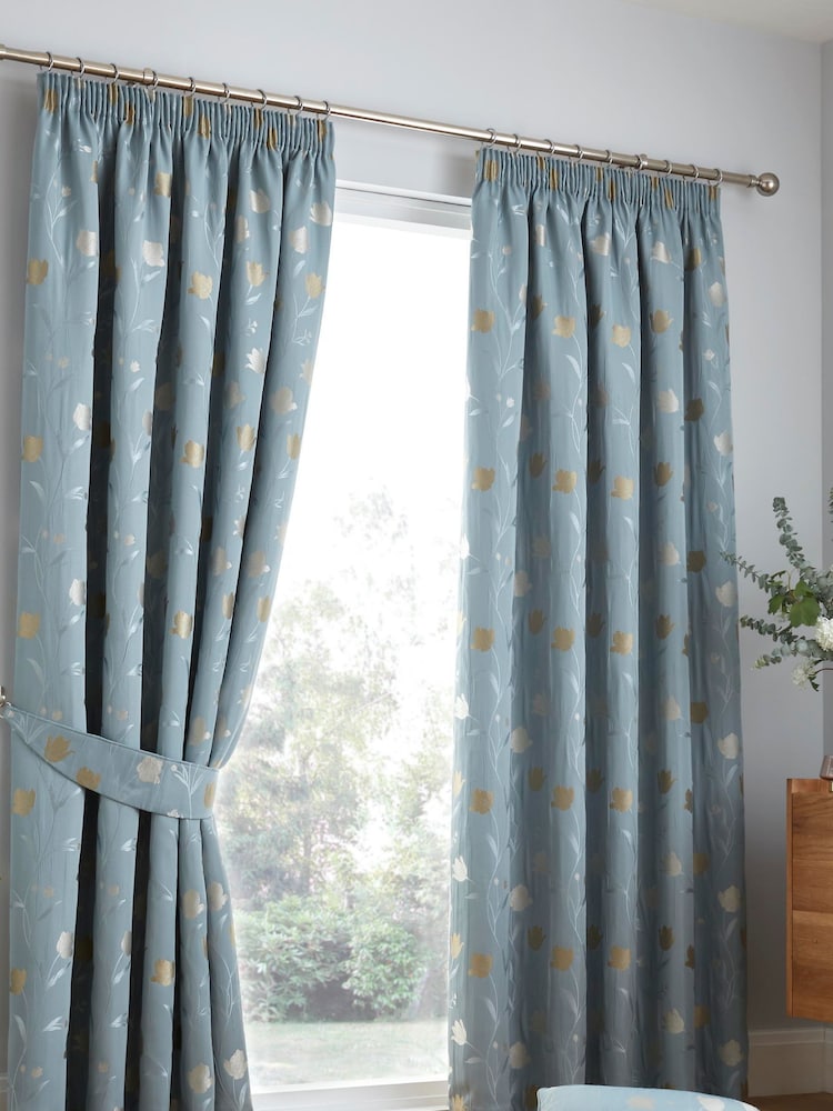 Curtina Blue Juliette Pencil Pleat Curtains - Image 1 of 4