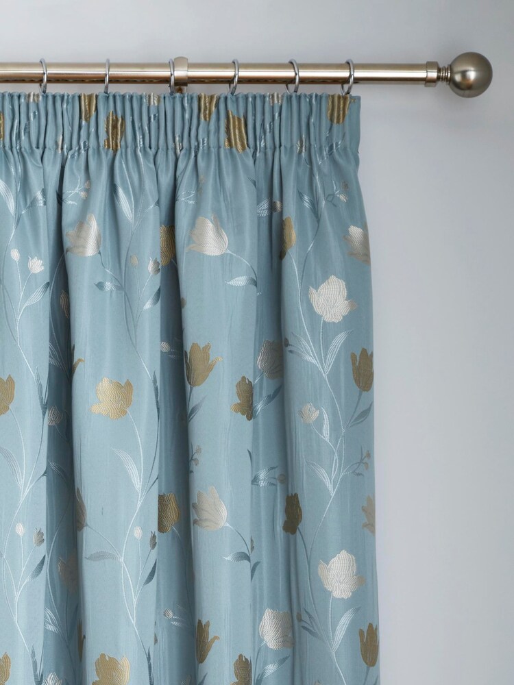 Curtina Blue Juliette Pencil Pleat Curtains - Image 2 of 4