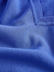 Bright Blue V-Neck Gem Button Linen T-Shirt - Image 7 of 7