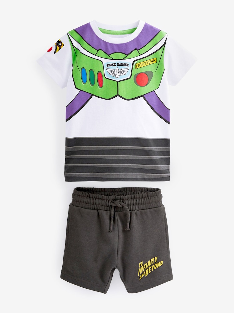 Grey and White Toy Story Buzz Lightyear Short Sleeve T-Shirt and Short Set (3mths-8yrs) - Image 1 of 2